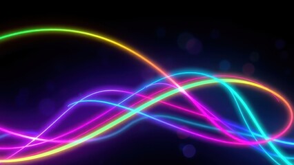 Fototapeta premium Colorful glowing waves on dark background, abstract design element