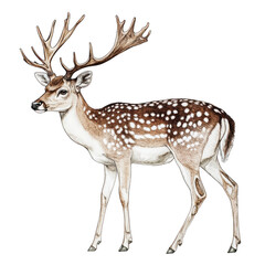 Obraz premium Fallow deer with antlers standing in profile view isolated on transparent background