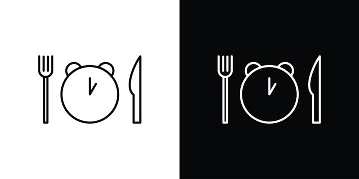 Lunchtime icon in black. flat graphic vector icon