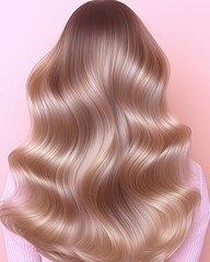 Fototapeta premium Long Blonde Wavy Hair Cascading Beautifully