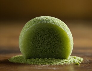 Green Matcha Dessert: A close-up shot of a beautifully crafted matcha dessert, offering a delightful treat for the eyes and taste buds. Ai generated image