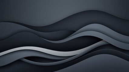 Abstract dark gray waves with layered paper effect for modern background design