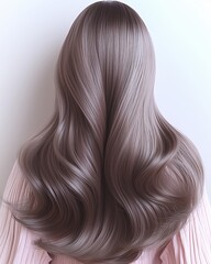 Naklejka premium Stunning Brunette Hair Waves Flowing Down Back