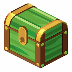 Green Treasure Chest Cartoon Vector