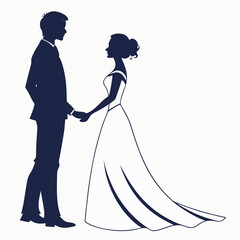 Wedding Couple Silhouette – Bride and Groom Illustration