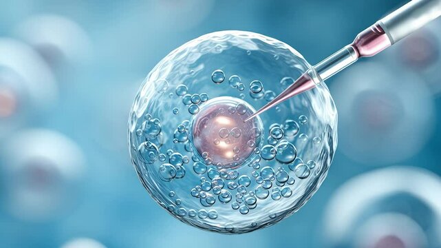 Injecting substance into human egg cell for in vitro fertilization