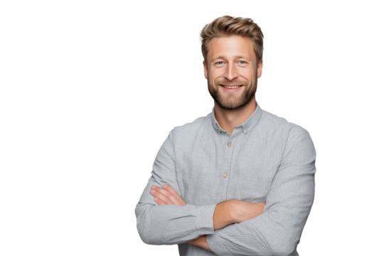 Confident business men with arms crossed PNG with a transparent background