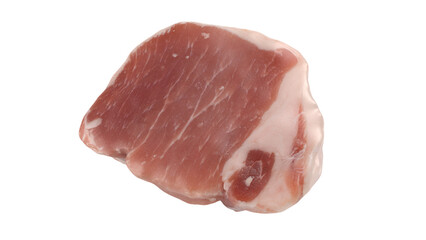 A raw piece of pork meat, showcasing its marbled texture and lean cuts, suitable for cooking or culinary presentations.