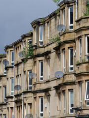 Fototapeta premium Tenement flats in poor housing area in Glasgow