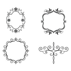 Elegant Floral Frame Design Set Vintage Flourishes, Ornate Borders, and Swirls for Invitations and Cards