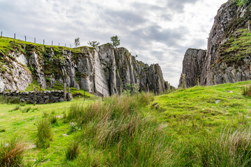 walking around Llyn y Gader in Snowdonia North Wales