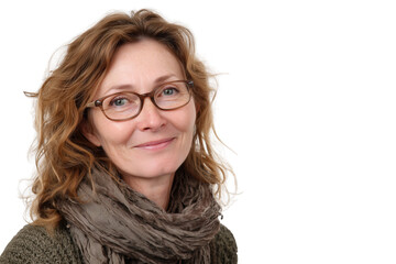 Obraz premium Portraits of smiling mature women wearing scarves PNG with a transparent background