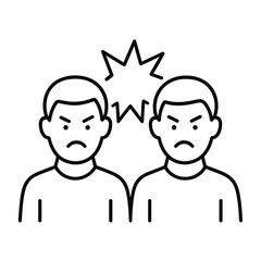 Obraz premium Line Icon of Angry Men Having Verbal Conflict or Argument