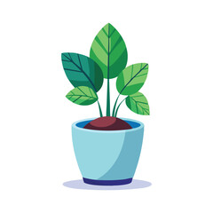 green plant in a pot, leave vector icon