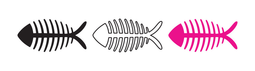 Skeleton fish logo. Fish bone line art silhouette. Vector illustration eps 10