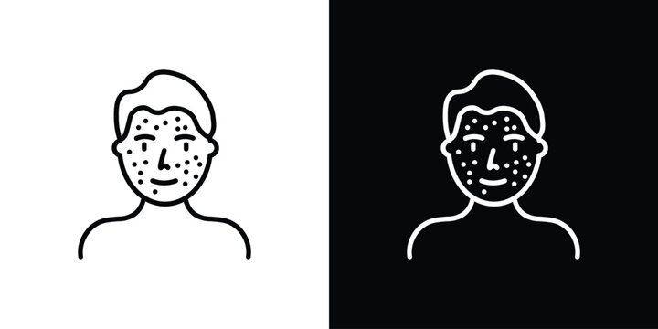 Man acne on face icon in black. flat graphic vector icon