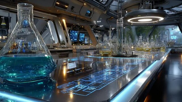 Futuristic Laboratory Interior with Advanced Technology and Scientific Equipment Setup