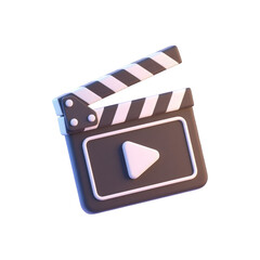 Fototapeta premium 3d render of clapperboard with play button icon