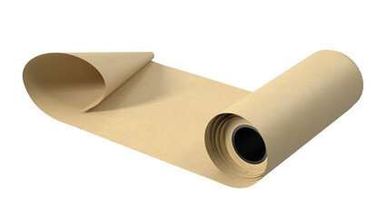 A rolled sheet of brown paper, partially unrolled, suitable for various creative or practical uses.