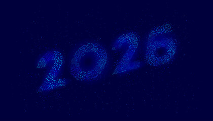 2026 typography design with fireworks on night background.