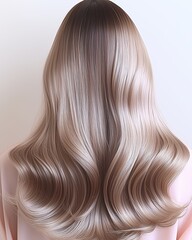 Fototapeta premium Luxurious Brown Hair Waves Style Beauty Salon