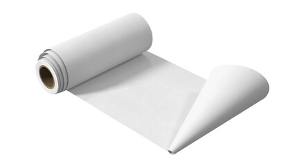 A roll of blank white paper, unrolled slightly, suitable for drawing, printing, or crafting.
