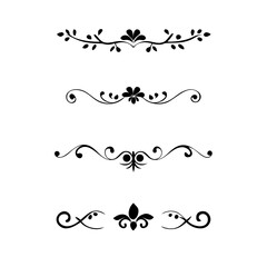 text dividers doodle set. Wedding decorative elements. Divider ornament, borders, floral, vintage line separators. Hand drawn vector illustration isolated on white background. Set page dividers.	