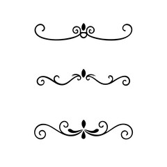 Page Divider And Design Elements. Set of Various Simple Black Divider Design, Assorted Divider Collection Template Vector. Collection of floral dividers elements mega decoration for Calligraphy.
