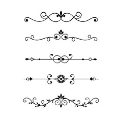 Obraz premium Page Divider And Design Elements. Set of Various Simple Black Divider Design, Assorted Divider Collection Template Vector. Collection of floral dividers elements mega decoration for Calligraphy. 