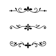Page Divider And Design Elements. Set of Various Simple Black Divider Design, Assorted Divider Collection Template Vector. Collection of floral dividers elements mega decoration for Calligraphy.
