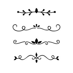 Page Divider And Design Elements. Set of Various Simple Black Divider Design, Assorted Divider Collection Template Vector. Collection of floral dividers elements mega decoration for Calligraphy.
