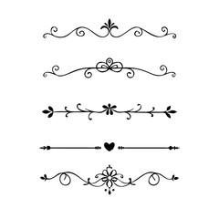 Fototapeta premium Page Divider And Design Elements. Set of Various Simple Black Divider Design, Assorted Divider Collection Template Vector. Collection of floral dividers elements mega decoration for Calligraphy. 
