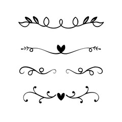 Page Divider And Design Elements. Set of Various Simple Black Divider Design, Assorted Divider Collection Template Vector. Collection of floral dividers elements mega decoration for Calligraphy.
