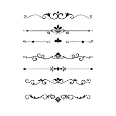 Page Divider And Design Elements. Set of Various Simple Black Divider Design, Assorted Divider Collection Template Vector. Collection of floral dividers elements mega decoration for Calligraphy.
