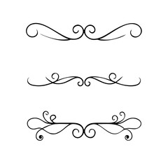 Page Divider And Design Elements. Set of Various Simple Black Divider Design, Assorted Divider Collection Template Vector. Collection of floral dividers elements mega decoration for Calligraphy.
