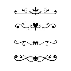 Page Divider And Design Elements. Set of Various Simple Black Divider Design, Assorted Divider Collection Template Vector. Collection of floral dividers elements mega decoration for Calligraphy.
