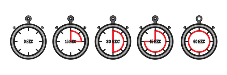 Set of Timeline Progress Simple Stopwatch Graphic Illustrations