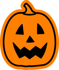 Halloween pumpkin sticker flat vector illustration isolated. 
Jack o lantern pumpkin for halloween icon.
Transparent background. SVG file.