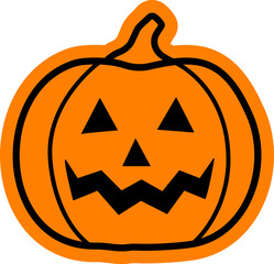 Halloween pumpkin sticker flat vector illustration isolated. 
Jack o lantern pumpkin for halloween icon.
Transparent background. SVG file.
