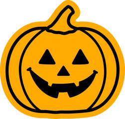 Halloween pumpkin sticker flat vector illustration isolated. 
Jack o lantern pumpkin for halloween icon.
Transparent background. SVG file.