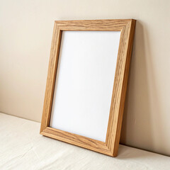 Natural Wood Frame: Elegant Square Picture Frame for Home Decor isolated  white  background