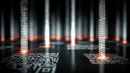 Futuristic QR Code Scanning Digital Data Stream Abstract Technology Background - Powered by Adobe