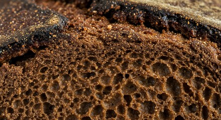 Close-up of a Rustic Rye Bread Loaf, showing the intricate crumb structure.