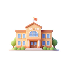 Cute cartoon 3d model of a school building