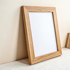Natural Wood Frame: Elegant Square Picture Frame for Home Decor isolated  white  background