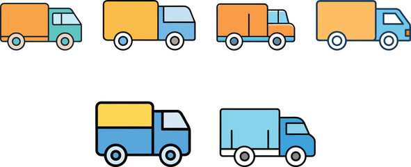 Logistic delivery van set vector illustration