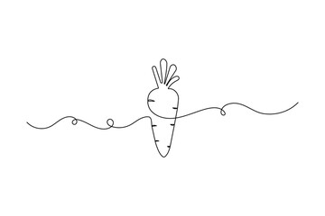 Carrot continuous one line drawing and minimalist style isolate outline vector illustration
