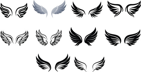 Angel Wing Logo Set Vector Illustration