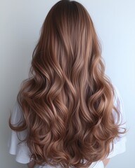 Naklejka premium Luxurious Long Brown Wavy Hair Style