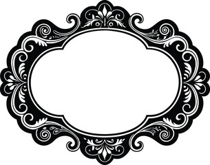 Elegant Ornate Frame Black and White Decorative Border Illustration
